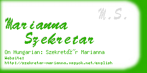 marianna szekretar business card